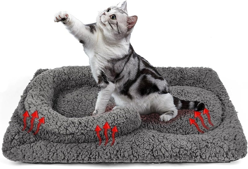 TailTastic Self Warming Cat Bed Mat with U-Shaped Pillow -24"x18" Soft Thickened Thermal Cat Bed, Machine Washable Heat Retention Pad for Indoor Cats - Image 1